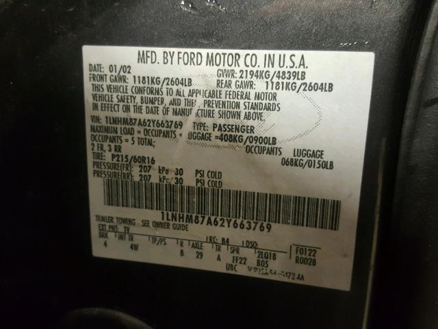 1LNHM87A62Y663769 - 2002 LINCOLN LS GRAY photo 10