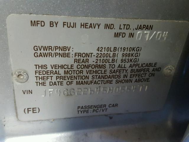 JF4GG22645H055477 - 2005 SAAB 9-2 AERO SILVER photo 10