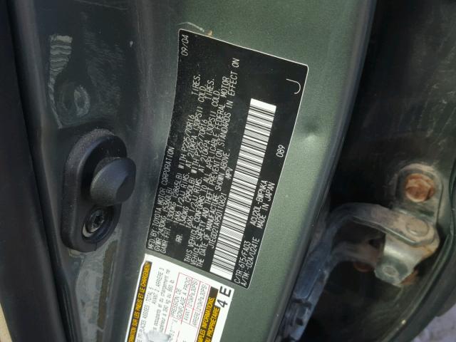 JTEGD21A950110621 - 2005 TOYOTA HIGHLANDER GREEN photo 10