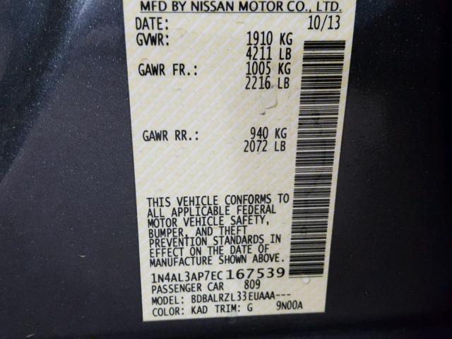 1N4AL3AP7EC167539 - 2014 NISSAN ALTIMA 2.5 GRAY photo 10