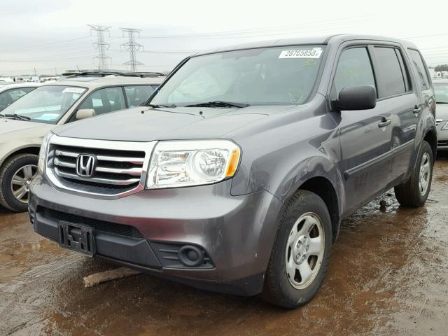 5FNYF4H23EB026017 - 2014 HONDA PILOT LX GRAY photo 2