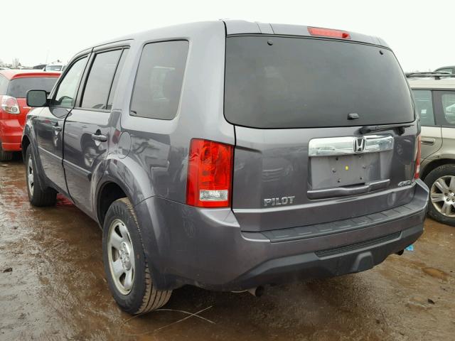 5FNYF4H23EB026017 - 2014 HONDA PILOT LX GRAY photo 3