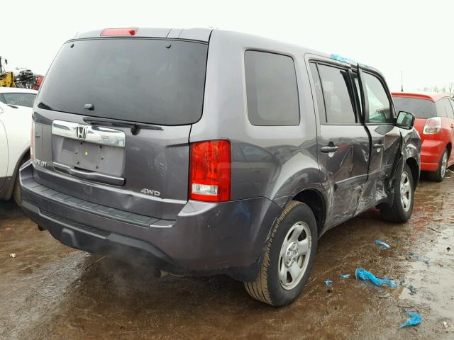 5FNYF4H23EB026017 - 2014 HONDA PILOT LX GRAY photo 4