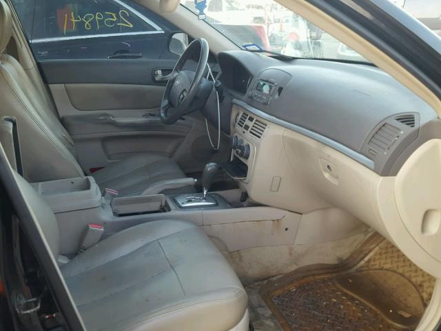 5NPET46C26H121517 - 2006 HYUNDAI SONATA GL BLACK photo 5