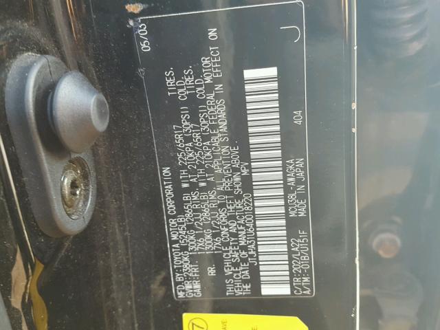 JTJHA31U640018220 - 2004 LEXUS RX 330 BLACK photo 10