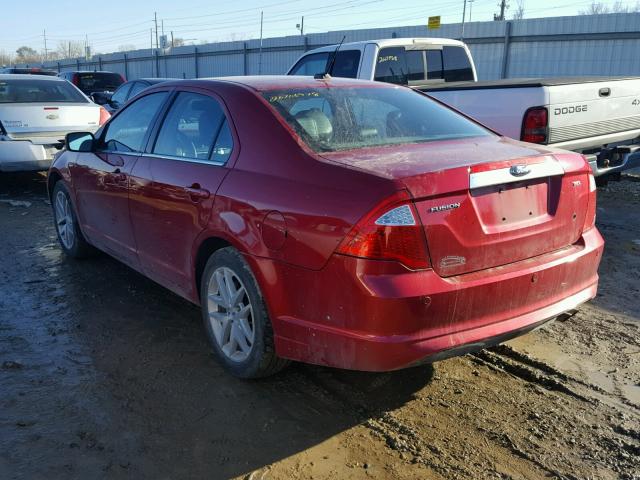 3FAHP0JA8CR433811 - 2012 FORD FUSION SEL RED photo 3