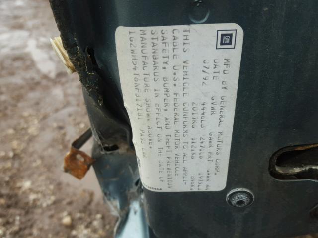 1G2WH54T6NF317181 - 1992 PONTIAC GRAND PRIX Dəniz mavisi foto 10