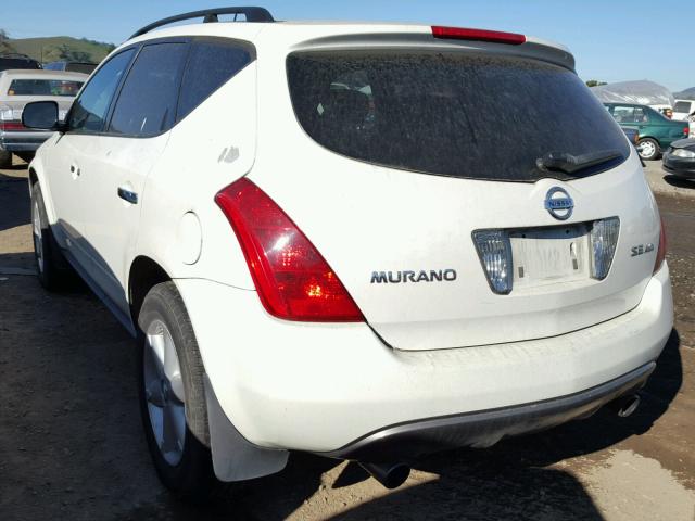 JN8AZ08W44W332212 - 2004 NISSAN MURANO SL WHITE photo 3