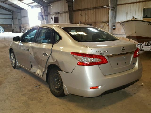 3N1AB7AP2DL708927 - 2013 NISSAN SENTRA S SILVER photo 3