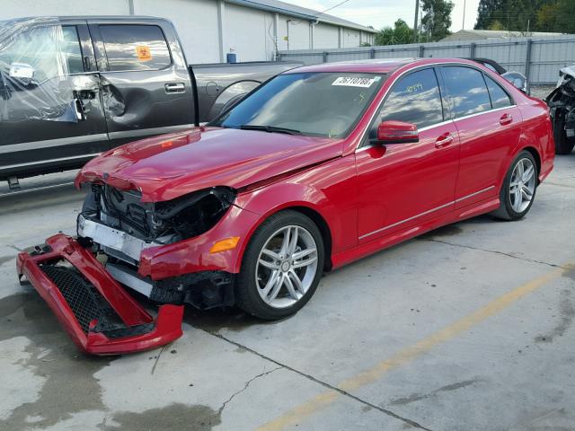 WDDGF4HB4DA765938 - 2013 MERCEDES-BENZ C 250 RED photo 2