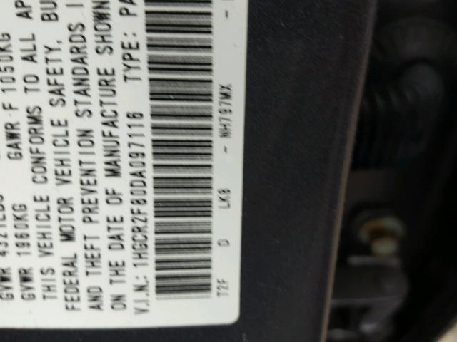 1HGCR2F80DA097116 - 2013 HONDA ACCORD EXL GRAY photo 10