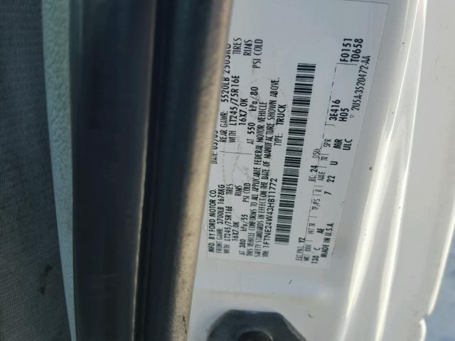 1FTNE24W43HB11772 - 2003 FORD ECONOLINE WHITE photo 10