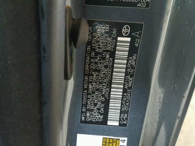 JTKDE177550007604 - 2005 TOYOTA SCION TC GRAY photo 10