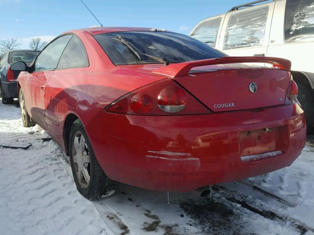 1ZWHT61LXX5652121 - 1999 MERCURY COUGAR V6 RED photo 3