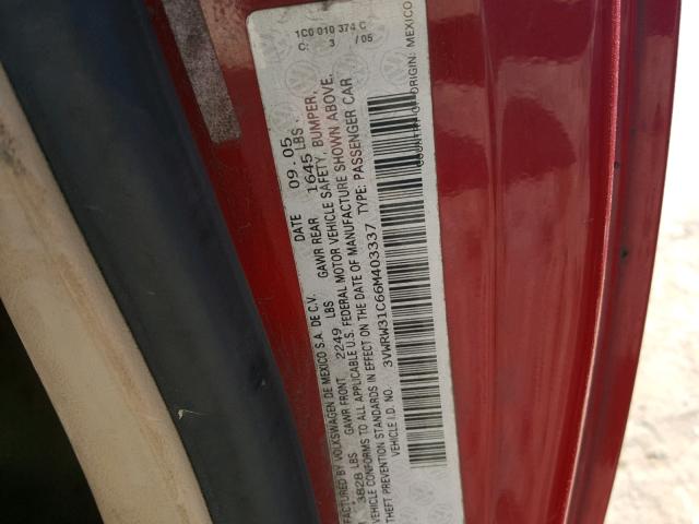 3VWRW31C66M403337 - 2006 VOLKSWAGEN NEW BEETLE 红色 照片 10