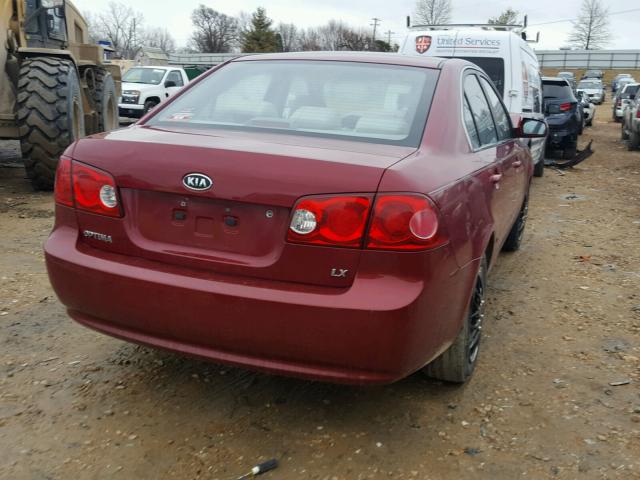 KNAGE123775137170 - 2007 KIA OPTIMA LX RED photo 4