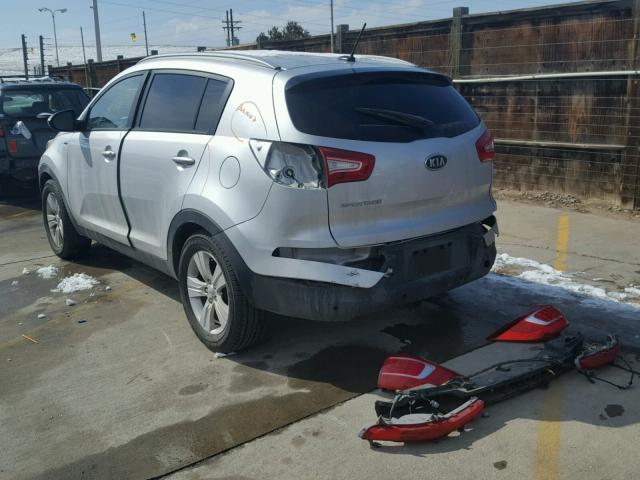 KNDPBCA27C7254794 - 2012 KIA SPORTAGE L SILVER photo 3