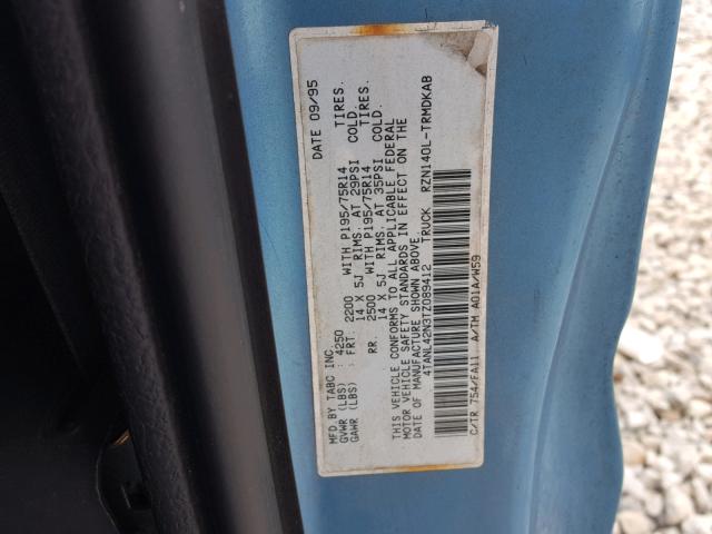 4TANL42N3TZ089412 - 1996 TOYOTA TACOMA BLUE photo 10