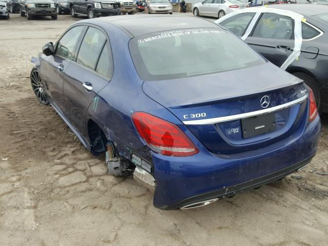 55SWF4KB0HU211239 - 2017 MERCEDES-BENZ C 300 4MAT BLUE photo 3