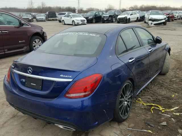 55SWF4KB0HU211239 - 2017 MERCEDES-BENZ C 300 4MAT BLUE photo 4