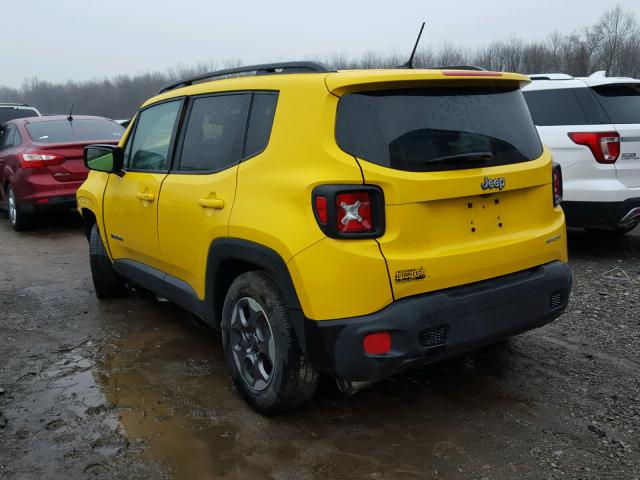 ZACCJAAB8HPF37415 - 2017 JEEP RENEGADE S YELLOW photo 3