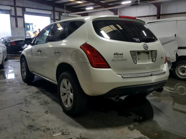 JN8AZ08T67W517923 - 2007 NISSAN MURANO SL WHITE photo 3