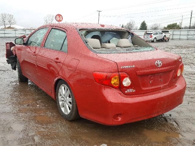 2T1BU40E79C035749 - 2009 TOYOTA COROLLA BA RED photo 3