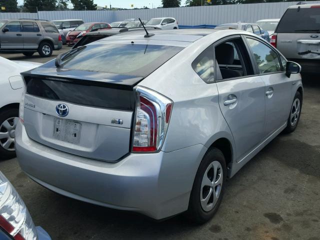 JTDKN3DU5D5550876 - 2013 TOYOTA PRIUS SILVER photo 4