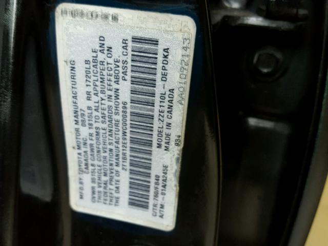 2T1BR12E9WC000896 - 1998 TOYOTA COROLLA VE BLACK photo 10