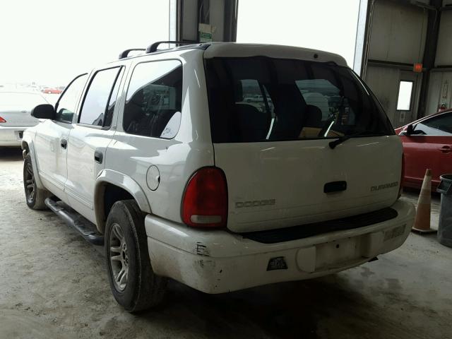 1B4HR48N02F142586 - 2002 DODGE DURANGO SL WHITE photo 3