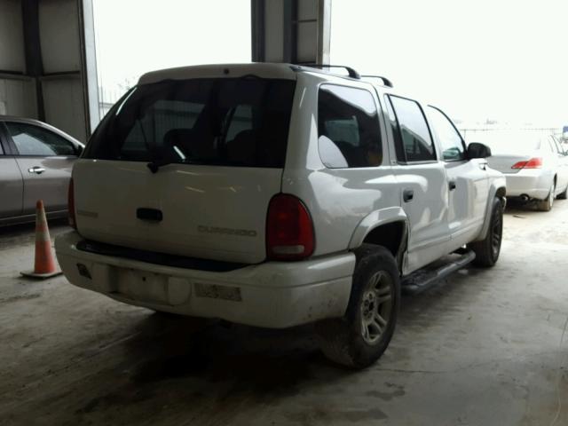 1B4HR48N02F142586 - 2002 DODGE DURANGO SL WHITE photo 4