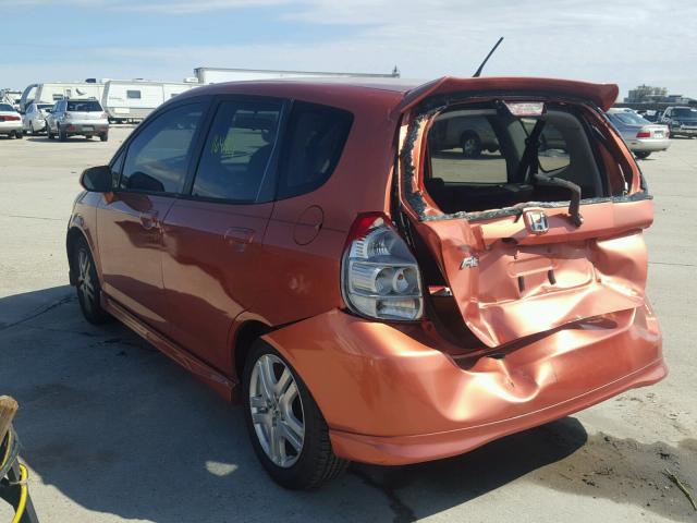 JHMGD38617S016377 - 2007 HONDA FIT S ORANGE photo 3