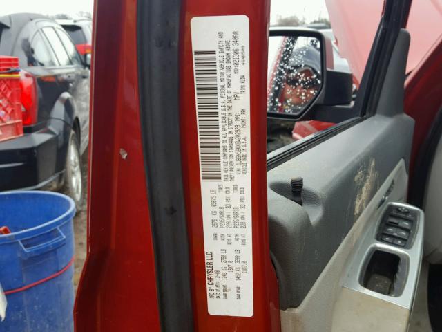 1J8GN58KX8W202929 - 2008 JEEP LIBERTY LI RED photo 10