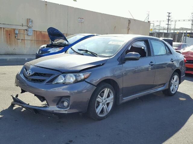 5YFBU4EE6DP122995 - 2013 TOYOTA COROLLA BA GRAY photo 2