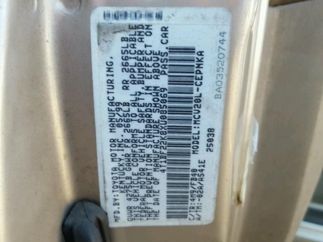 4T1BF22K8XU085069 - 1999 TOYOTA CAMRY LE BEIGE photo 10