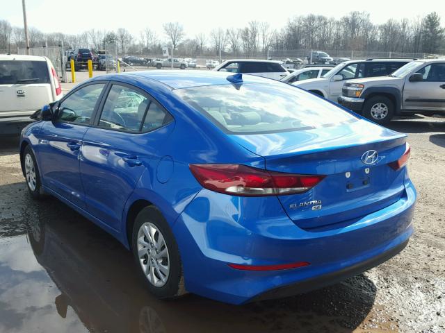 KMHD74LF1HU076105 - 2017 HYUNDAI ELANTRA SE BLUE photo 3