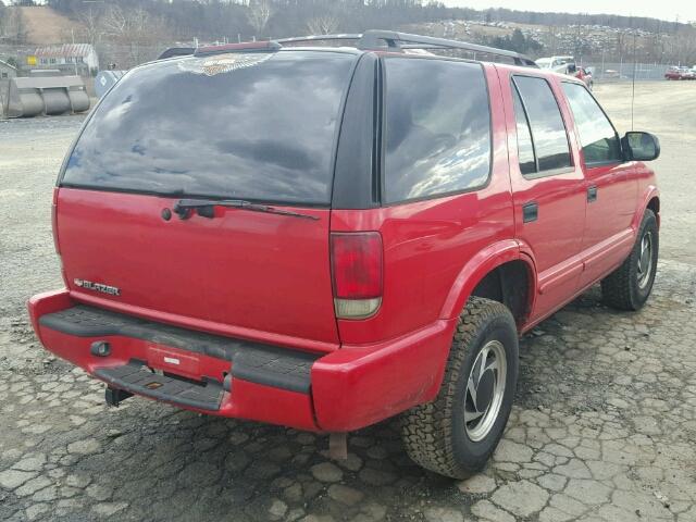 1GNDT13X74K157243 - 2004 CHEVROLET BLAZER RED photo 4