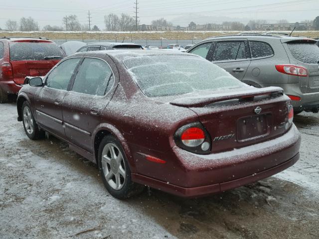 JN1CA31A31T316790 - 2001 NISSAN MAXIMA GXE MAROON photo 3