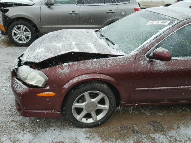 JN1CA31A31T316790 - 2001 NISSAN MAXIMA GXE MAROON photo 9