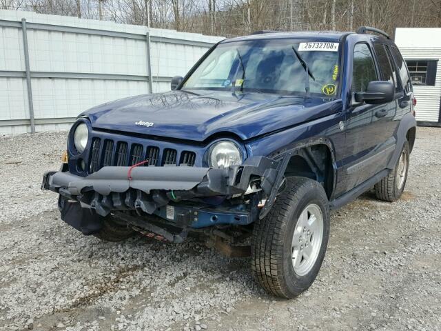 1J4GL48K55W518784 - 2005 JEEP LIBERTY SP BLUE photo 2