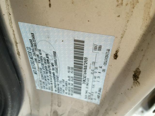 2FMZA51644BA73909 - 2004 FORD FREESTAR S SILVER photo 10