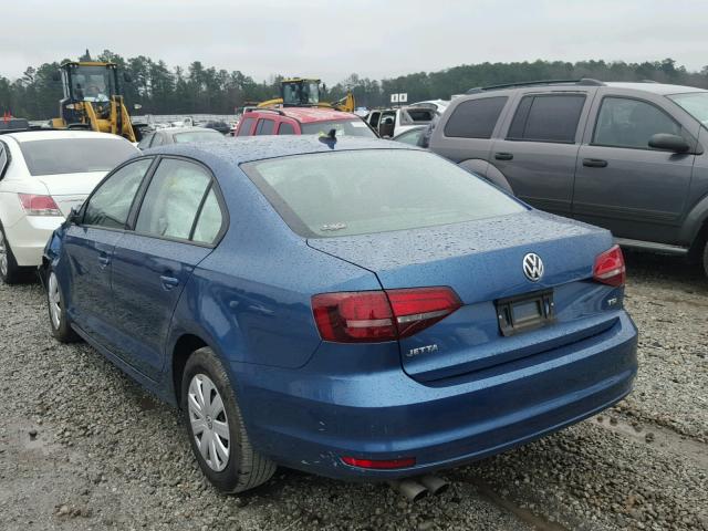 3VW267AJ4GM255231 - 2016 VOLKSWAGEN JETTA S BLUE photo 3