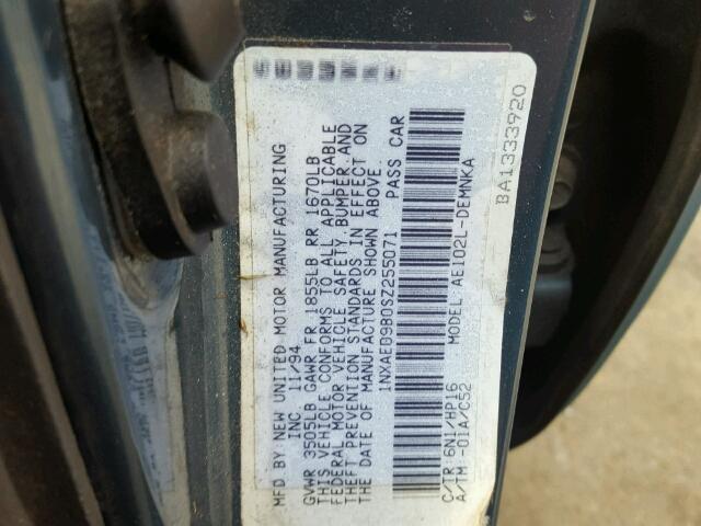 1NXAE09B0SZ255071 - 1995 TOYOTA COROLLA LE 绿色 照片 10