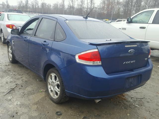 1FAHP35N48W271999 - 2008 FORD FOCUS SE BLUE photo 3