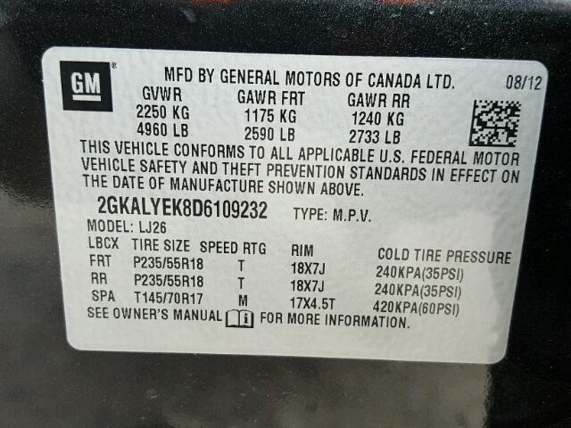 2GKALYEK8D6109232 - 2013 GMC TERRAIN DE BLACK photo 10