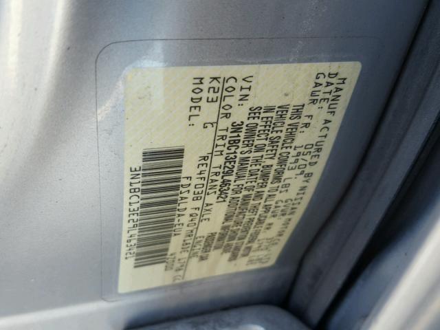 3N1BC13E29L463421 - 2009 NISSAN VERSA S SILVER photo 10