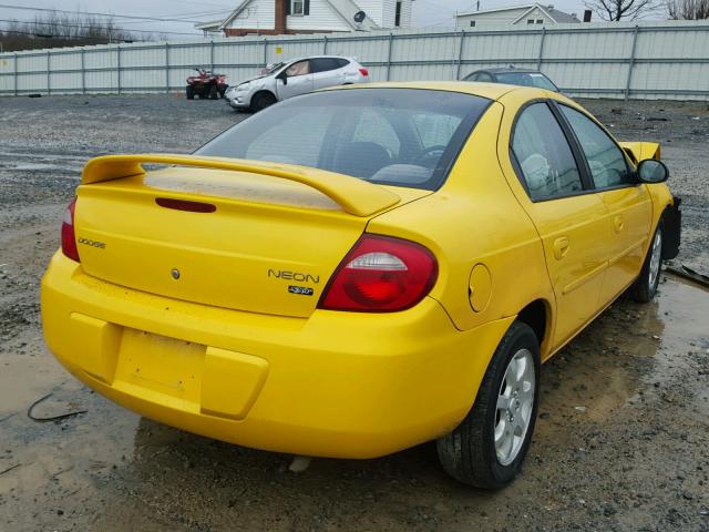 1B3ES56C03D144838 - 2003 DODGE NEON SXT YELLOW photo 4