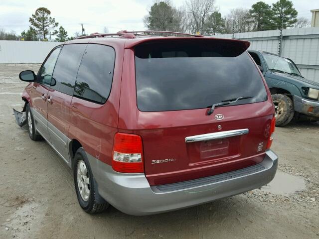 KNDUP131246579163 - 2004 KIA SEDONA EX RED photo 3