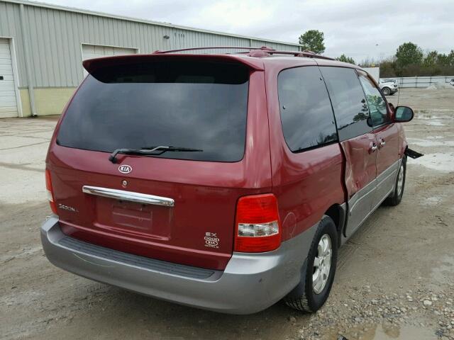 KNDUP131246579163 - 2004 KIA SEDONA EX RED photo 4