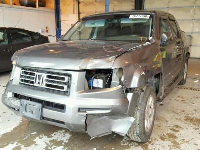 2HJYK16557H525322 - 2007 HONDA RIDGELINE GRAY photo 2